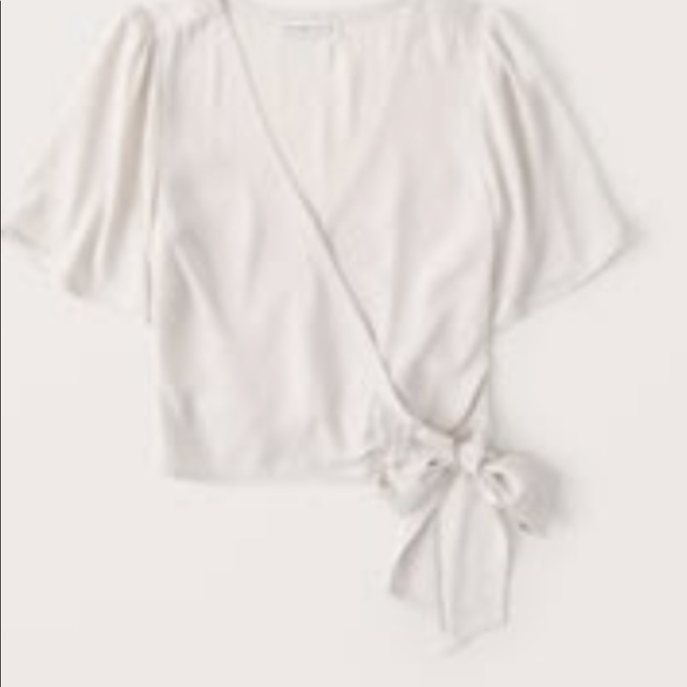 Abercrombie short sleeve faux silk wrap top